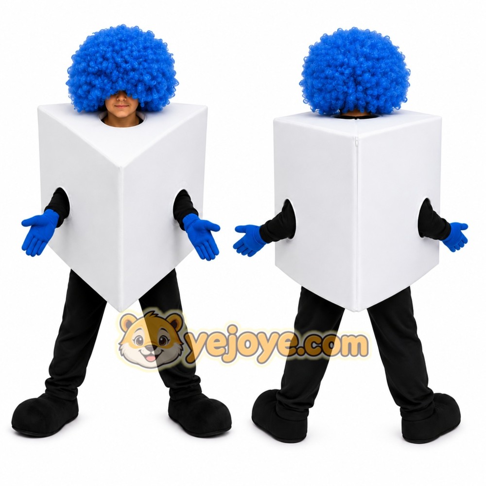 White Cube Mascot Costume with Custom Logo White Cube Mascot Costume with Custom Logo