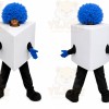 White Cube Mascot Costume with Custom Logo
