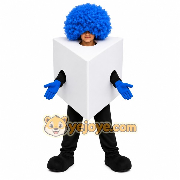 White Cube Mascot Costume with Custom Logo