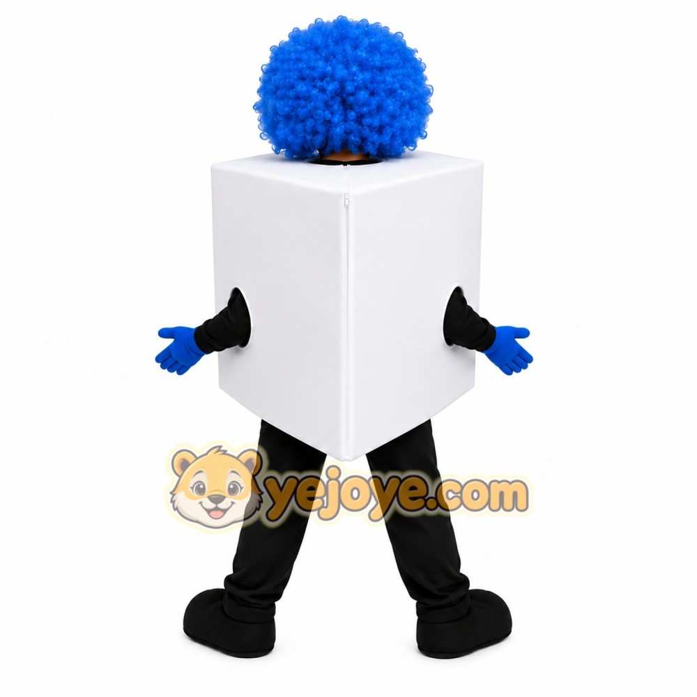 White Cube Mascot Costume with Custom Logo White Cube Mascot Costume with Custom Logo