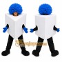White Cube Mascot Costume with Custom Logo