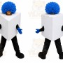White Cube Mascot Costume with Custom Logo