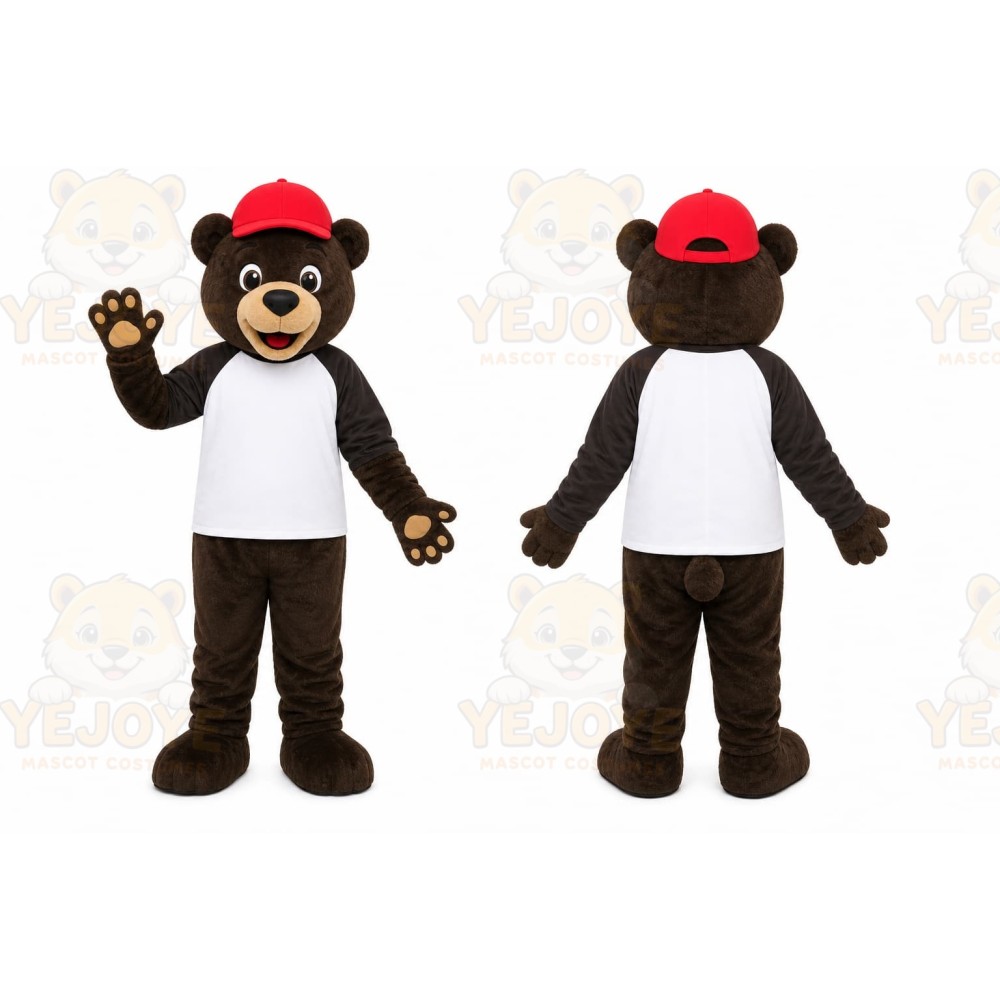 Brown Bear Mascot Costume with Custom Logo