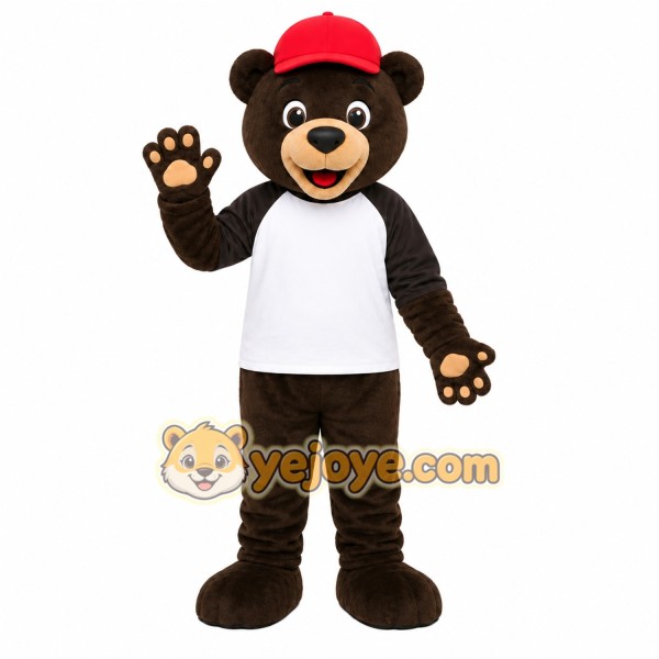 Brown Bear Mascot Costume with Custom Logo