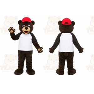 Brown Bear Mascot Costume with Custom Logo
