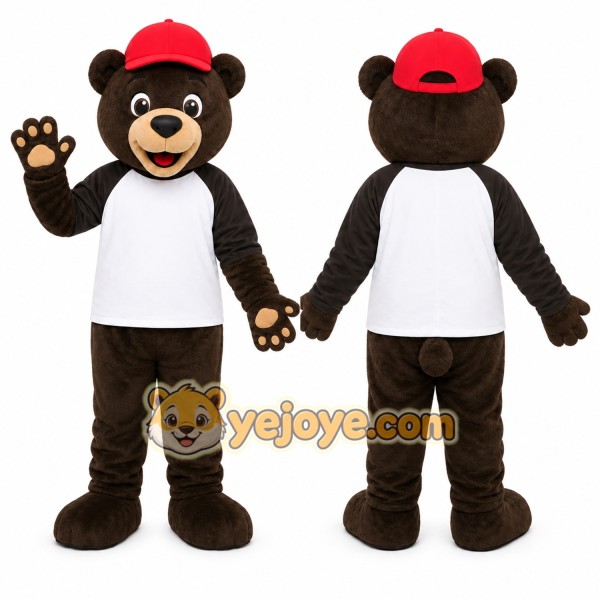 Brown Bear Mascot Costume with Custom Logo