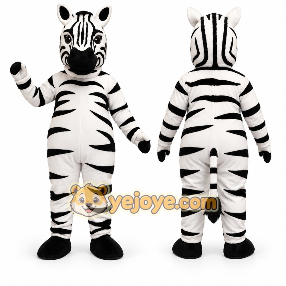 White Zebra Mascot Costume with Custom Logo White Zebra Mascot Costume with Custom Logo