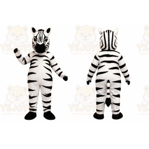 White Zebra Mascot Costume with Custom Logo