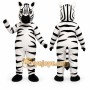 White Zebra Mascot Costume with Custom Logo