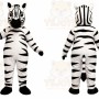 White Zebra Mascot Costume with Custom Logo