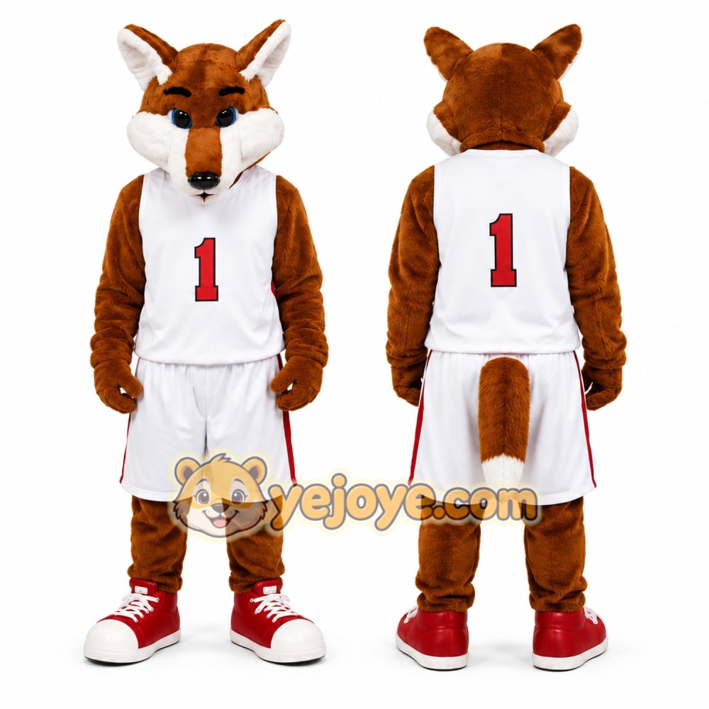 Brown Fox Mascot Costume with Custom Logo Brown Fox Mascot Costume with Custom Logo