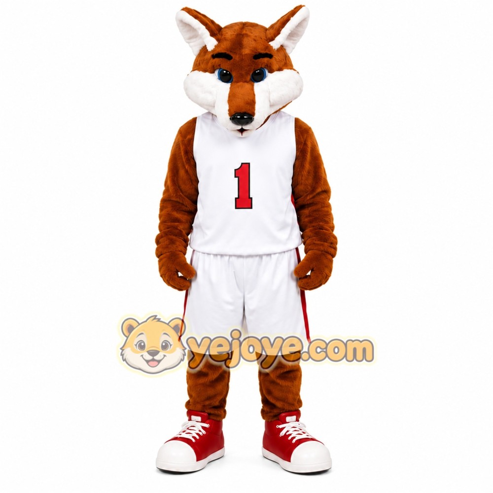 Brown Fox Mascot Costume with Custom Logo Brown Fox Mascot Costume with Custom Logo