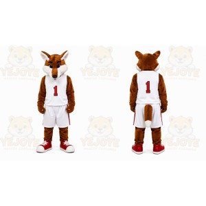 Brown Fox Mascot Costume with Custom Logo