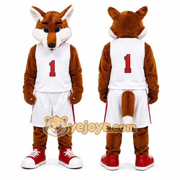 Brown Fox Mascot Costume with Custom Logo