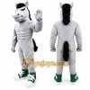 Gray Horse Mascot Costume with Custom Logo