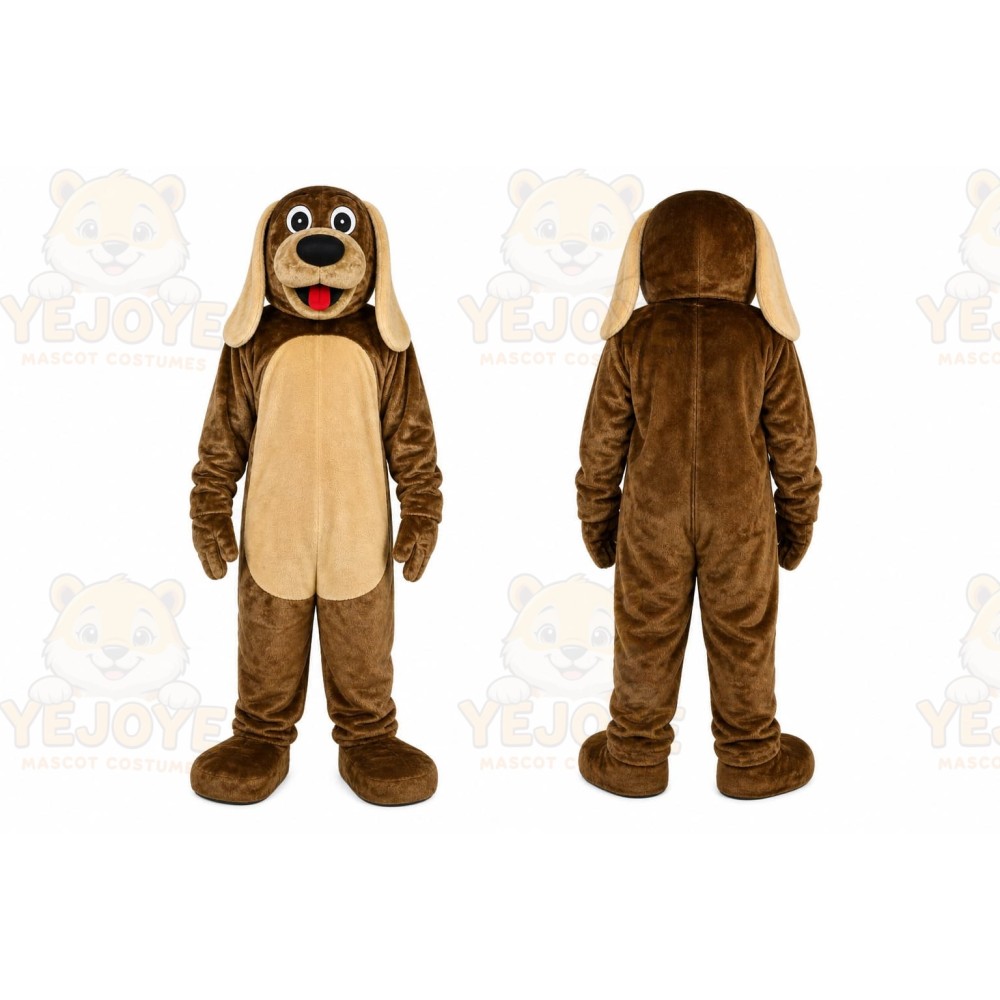 Brown Dog Mascot Costume with Custom Logo