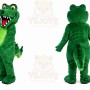 Green Dinosaur Mascot Costume with Custom Logo
