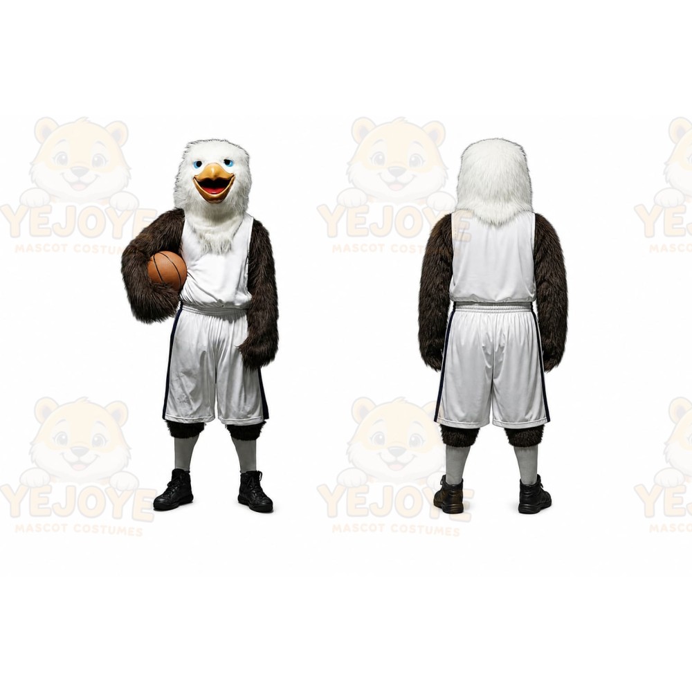 White Eagle Mascot Costume with Custom Logo