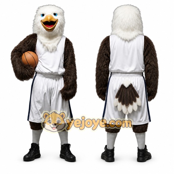 White Eagle Mascot Costume with Custom Logo