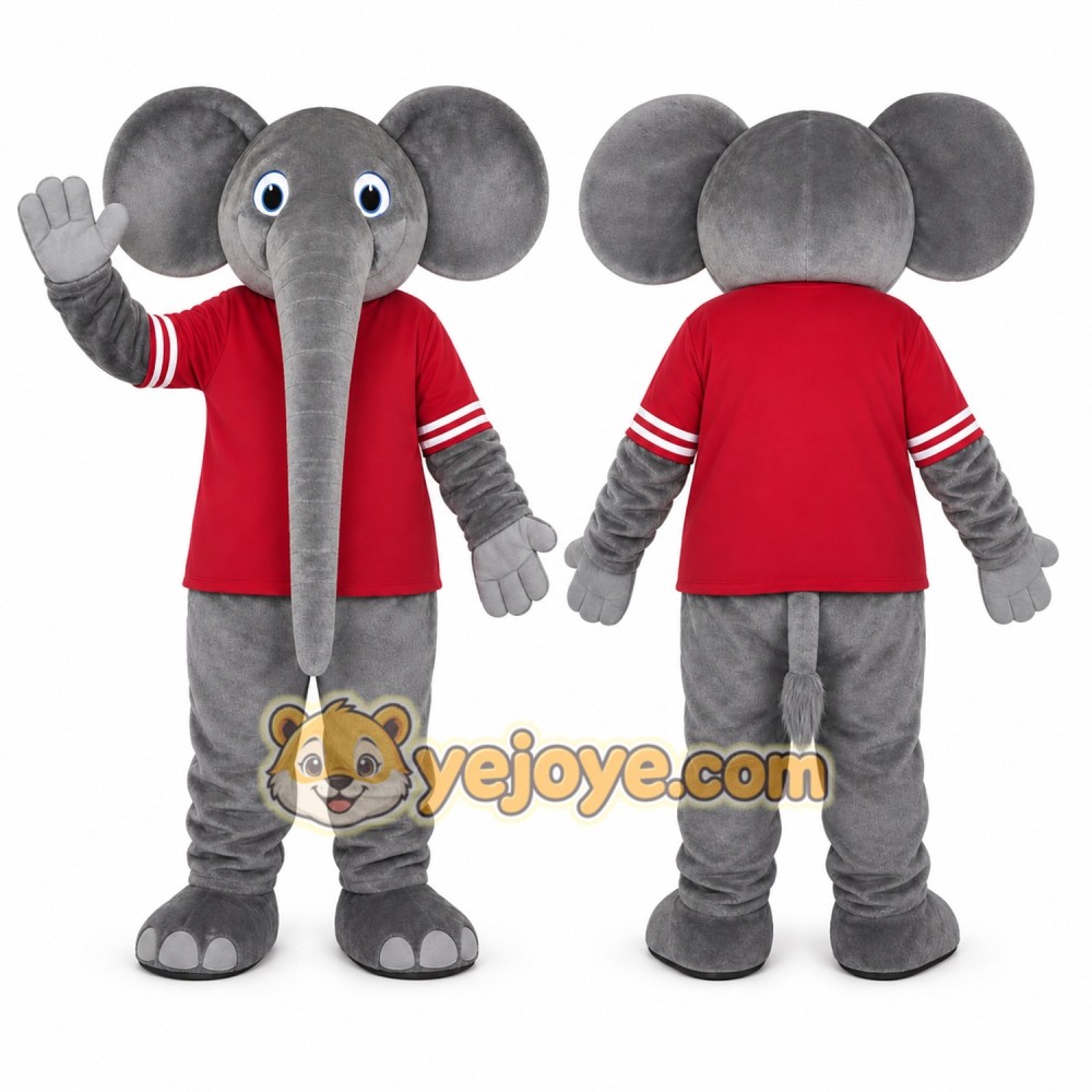 Gray Elephant Mascot Costume with Custom Logo Gray Elephant Mascot Costume with Custom Logo