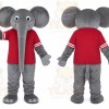 Gray Elephant Mascot Costume with Custom Logo