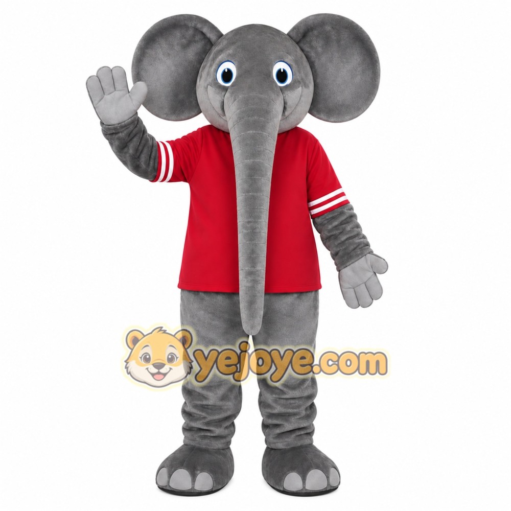 Gray Elephant Mascot Costume with Custom Logo Gray Elephant Mascot Costume with Custom Logo