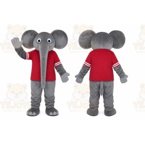 Gray Elephant Mascot Costume with Custom Logo