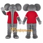 Gray Elephant Mascot Costume with Custom Logo