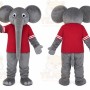 Gray Elephant Mascot Costume with Custom Logo