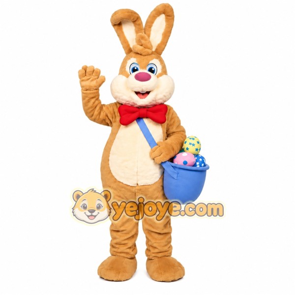 Brown Rabbit Mascot Costume with Custom Logo