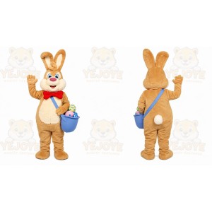 Brown Rabbit Mascot Costume with Custom Logo