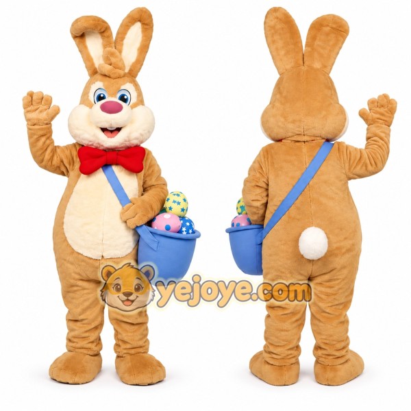 Brown Rabbit Mascot Costume with Custom Logo