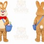 Brown Rabbit Mascot Costume with Custom Logo