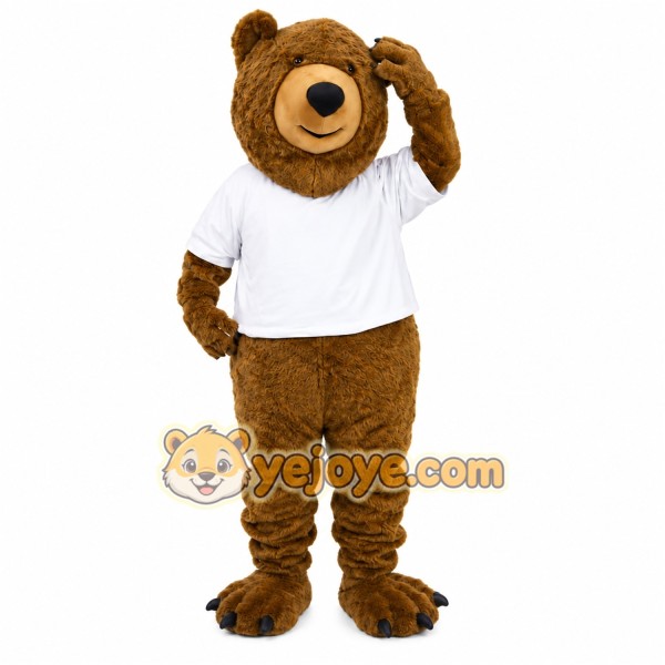 Brown Bear Mascot Costume with Custom Logo