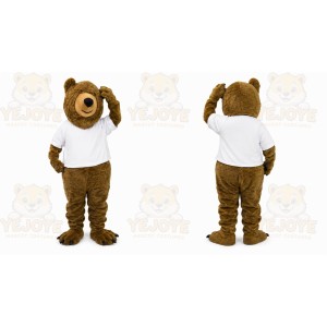 Brown Bear Mascot Costume with Custom Logo