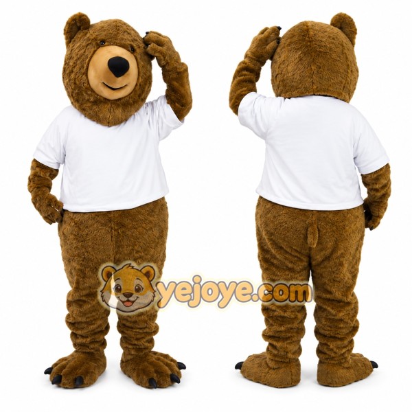 Brown Bear Mascot Costume with Custom Logo