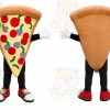 Tan Pizza Mascot Costume with Custom Logo