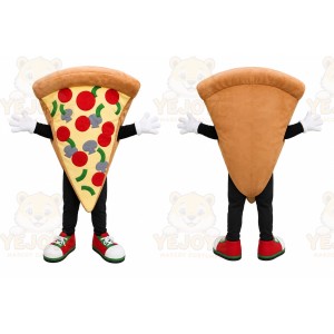 Tan Pizza Mascot Costume with Custom Logo