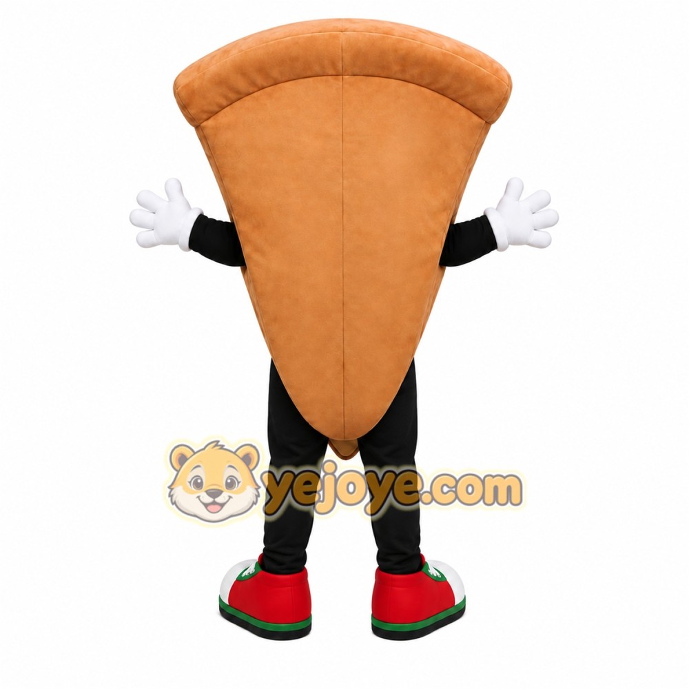 Tan Pizza Mascot Costume with Custom Logo