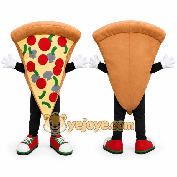 Tan Pizza Mascot Costume with Custom Logo