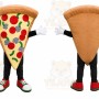Tan Pizza Mascot Costume with Custom Logo