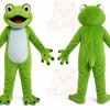 Green Frog Mascot Costume with Custom Logo