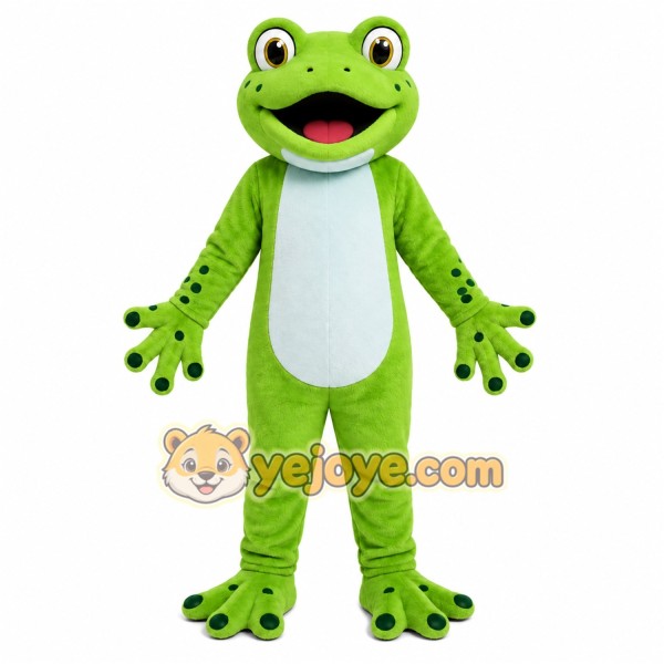 Green Frog Mascot Costume with Custom Logo Green Frog Mascot Costume with Custom Logo