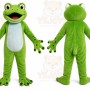 Green Frog Mascot Costume with Custom Logo