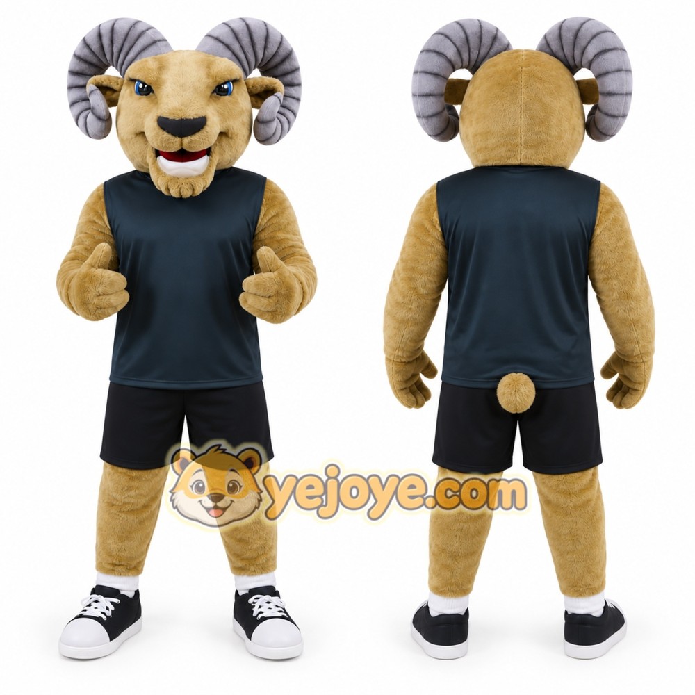 Brown Ram Mascot Costume with Custom Logo Brown Ram Mascot Costume with Custom Logo