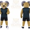 Brown Ram Mascot Costume with Custom Logo