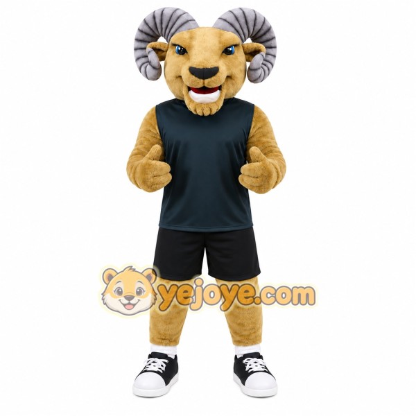Brown Ram Mascot Costume with Custom Logo Brown Ram Mascot Costume with Custom Logo