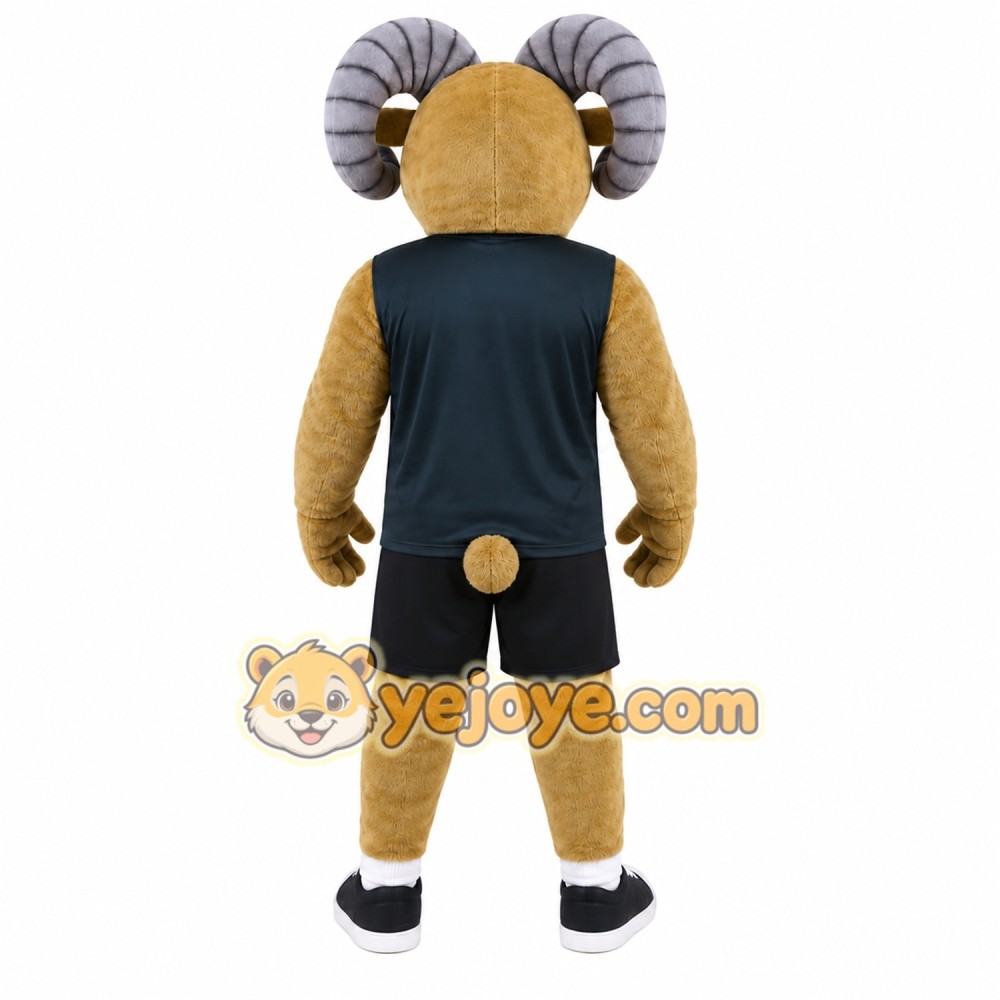 Brown Ram Mascot Costume with Custom Logo Brown Ram Mascot Costume with Custom Logo