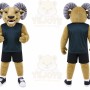 Brown Ram Mascot Costume with Custom Logo
