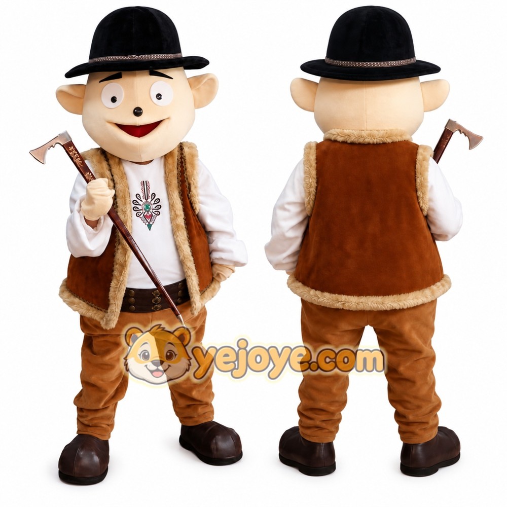 Brown Lumberjack Mascot Costume with Custom Logo Brown Lumberjack Mascot Costume with Custom Logo